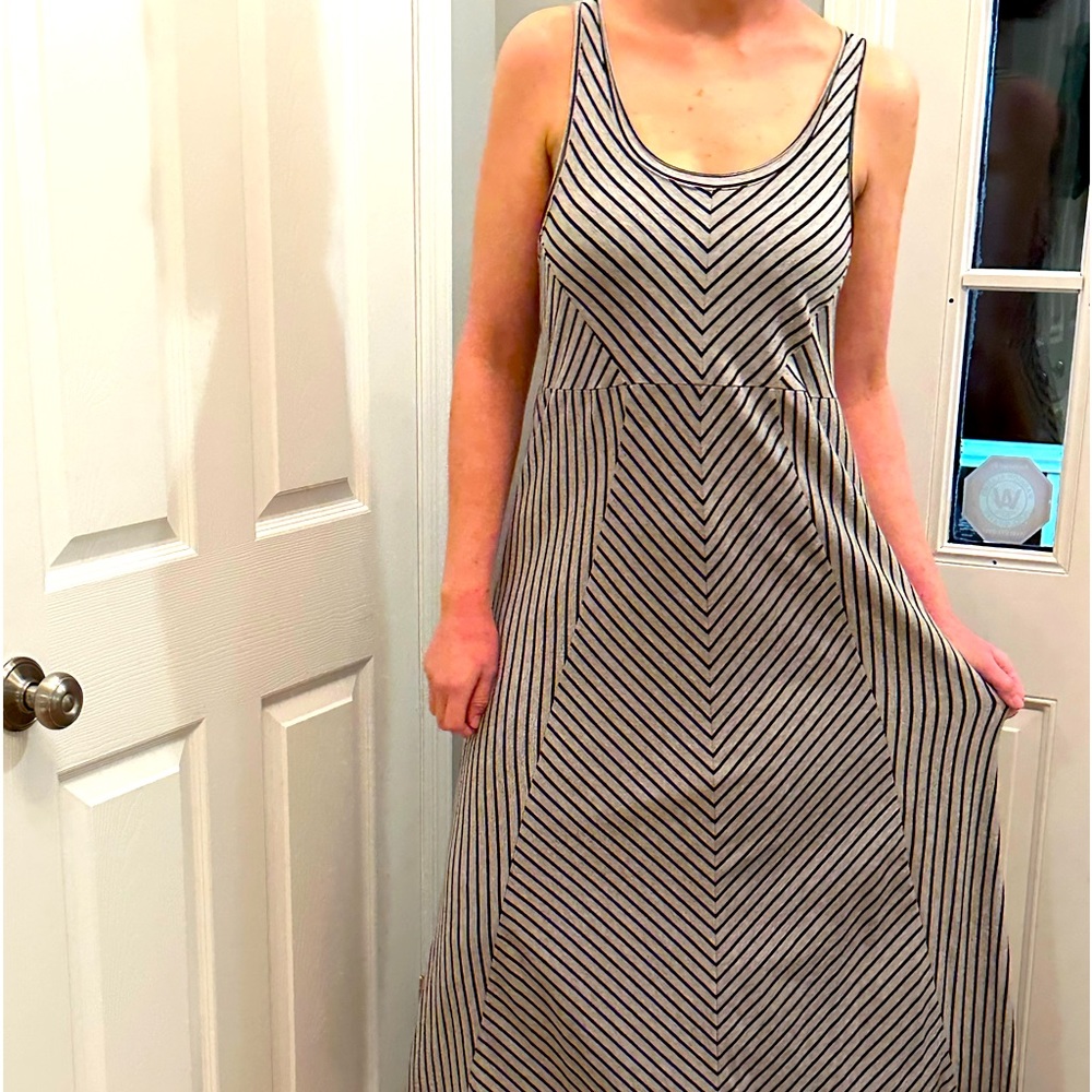 Grey and black striped mini dress